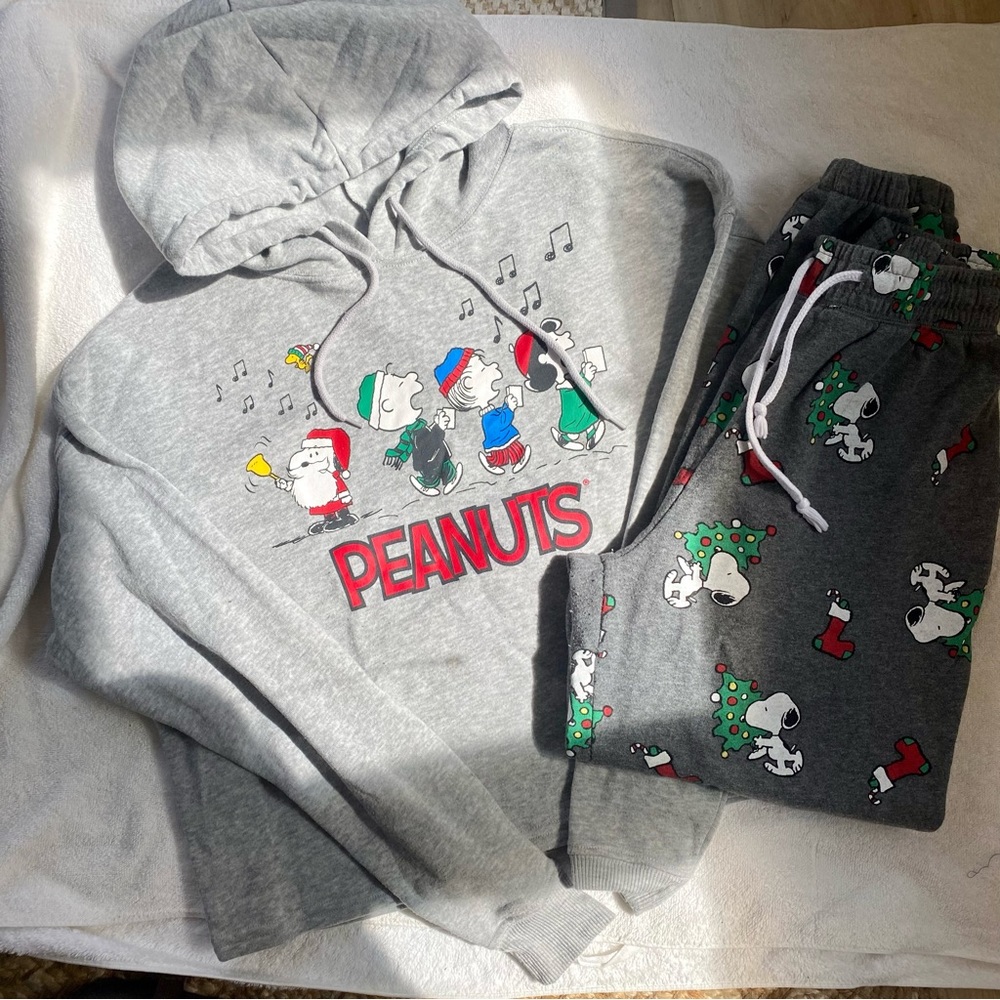 Peanuts Holiday Hoodie Pajamas Womens Size L / XL